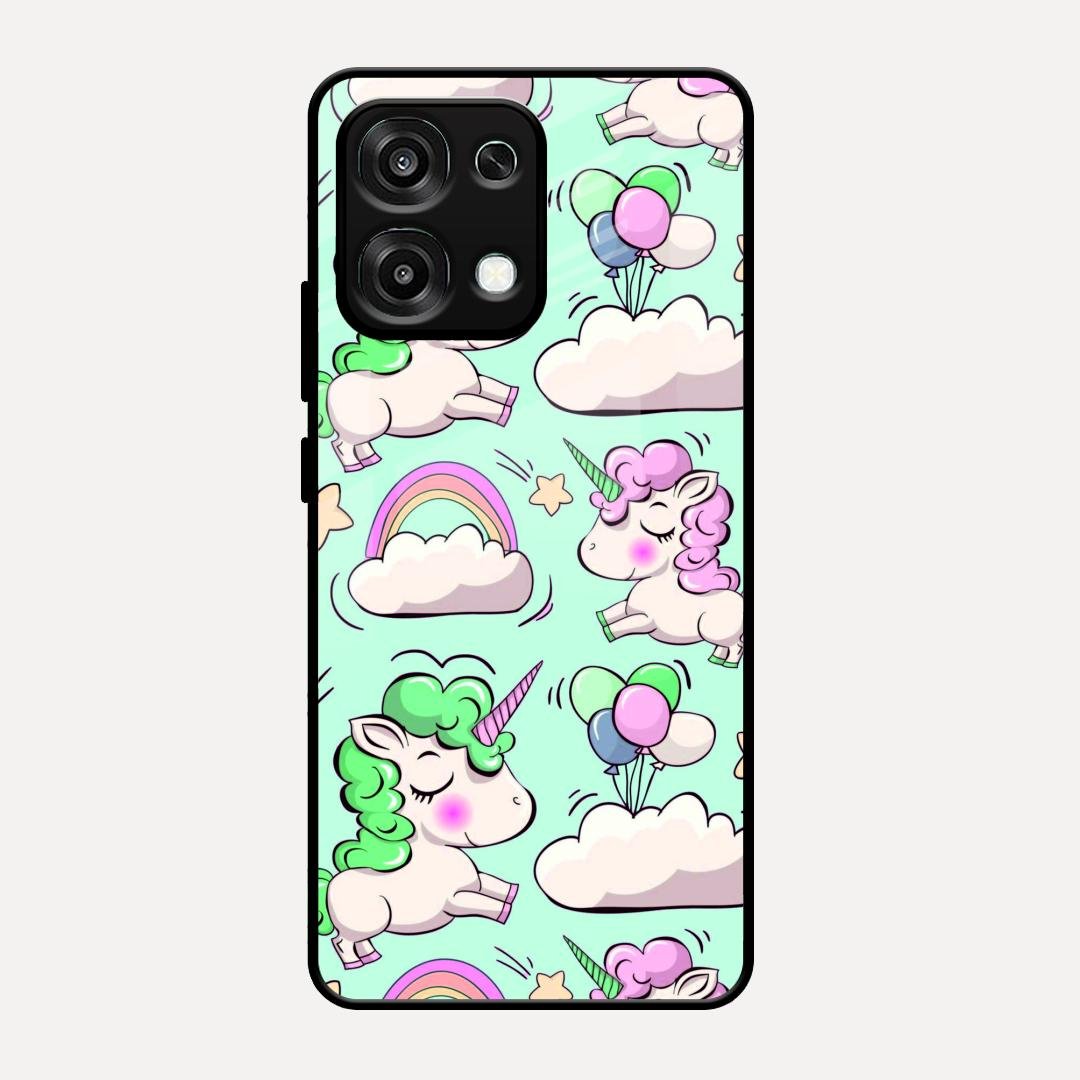 Unicorn Print Glossy Metal Case Cover For Oppo F31 5G