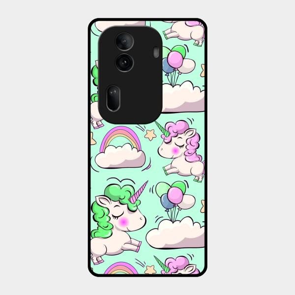 Unicorn Print Glossy Metal Case Cover For Oppo Reno 11 Pro 5G