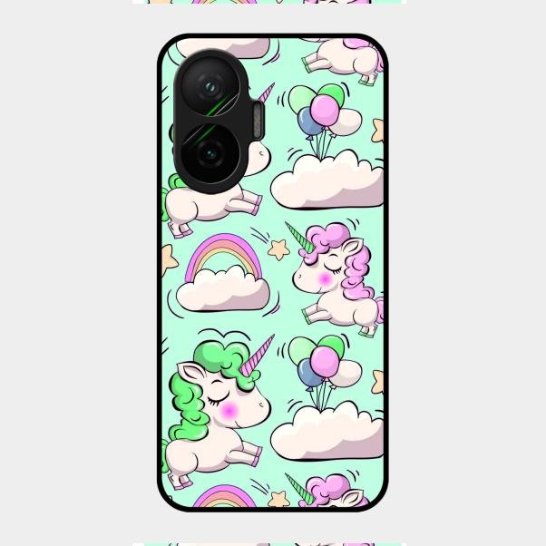 Unicorn Print Glossy Metal Case Cover For Poco F7 5G