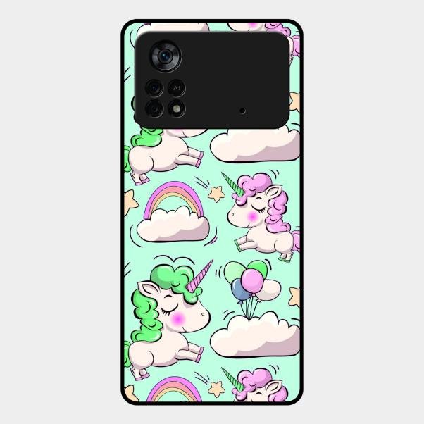 Unicorn Print Glossy Metal Case Cover For Poco X4 Pro 5G