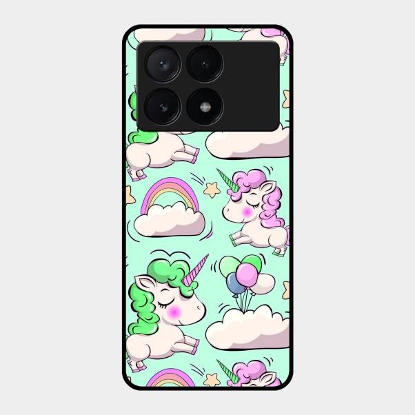 Unicorn Print Glossy Metal Case Cover For Poco X6 Pro 5G