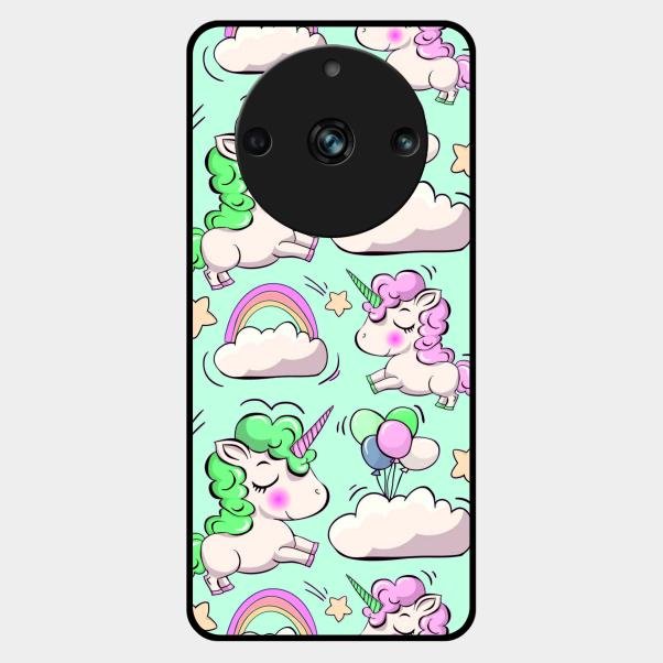 Unicorn Print Glossy Metal Case Cover For Realme 11 Pro 5G