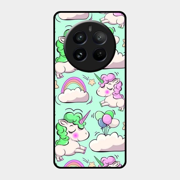 Unicorn Print Glossy Metal Case Cover For Realme 12 Pro 5G
