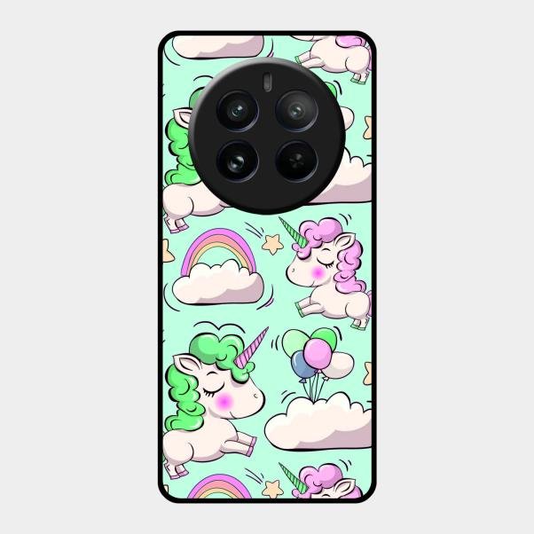 Unicorn Print Glossy Metal Case Cover For Realme 12 Pro Plus 5G