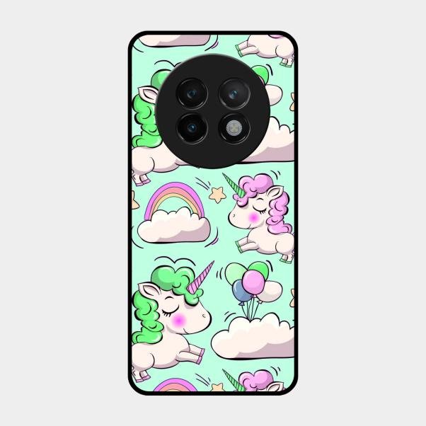 Unicorn Print Glossy Metal Case Cover For Realme 13 Plus 5G