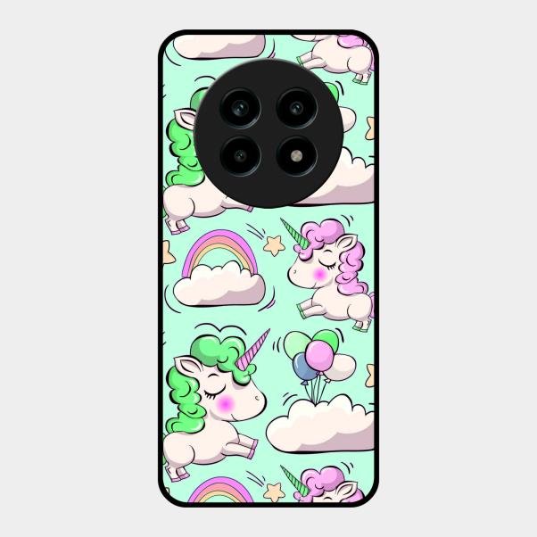 Unicorn Print Glossy Metal Case Cover For Realme 14 Pro Lite 5G