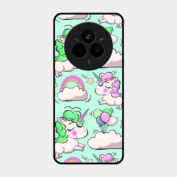 Unicorn Print Glossy Metal Case Cover For Realme 14 Pro Plus 5G