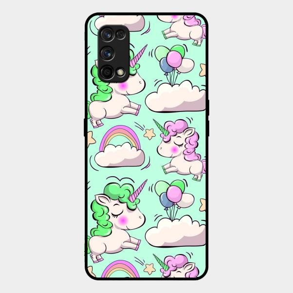 Unicorn Print Glossy Metal Case Cover For Realme 7 Pro