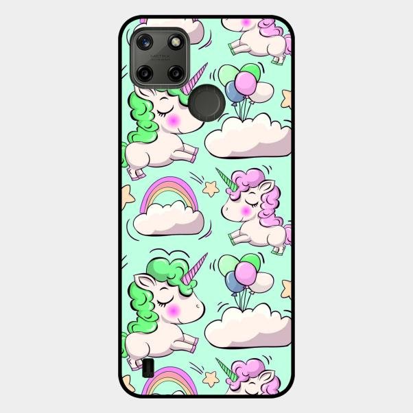 Unicorn Print Glossy Metal Case Cover For Realme C25Y