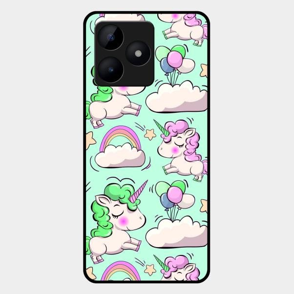 Unicorn Print Glossy Metal Case Cover For Realme C53