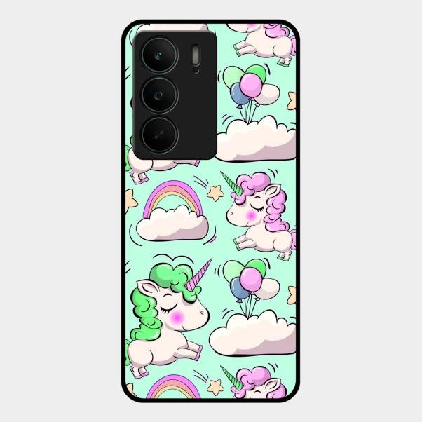 Unicorn Print Glossy Metal Case Cover For Realme C75 5G