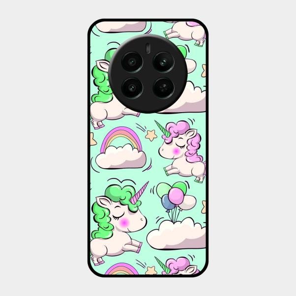Unicorn Print Glossy Metal Case Cover For Realme Narzo 70 5G