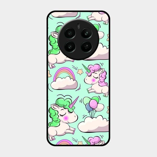 Unicorn Print Glossy Metal Case Cover For Realme Narzo 70 Pro 5G