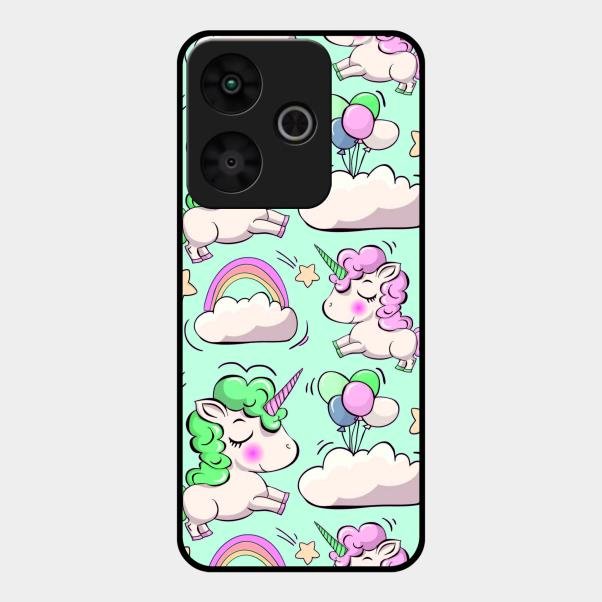 Unicorn Print Glossy Metal Case Cover For Redmi 13 5G