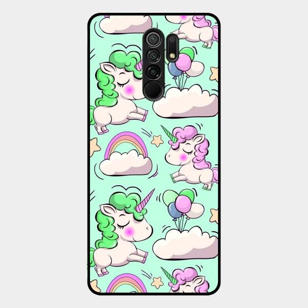 Unicorn Print Glossy Metal Case Cover For Redmi 9 Prime