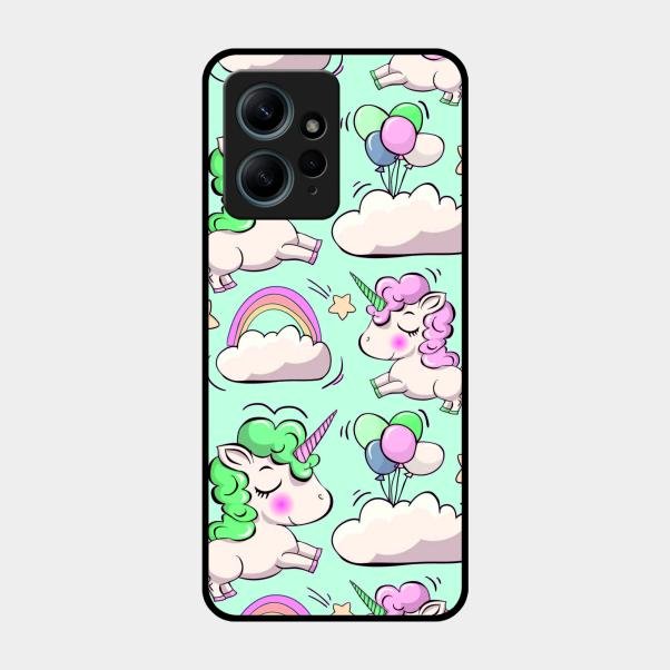 Unicorn Print Glossy Metal Case Cover For Redmi Note 12 4G