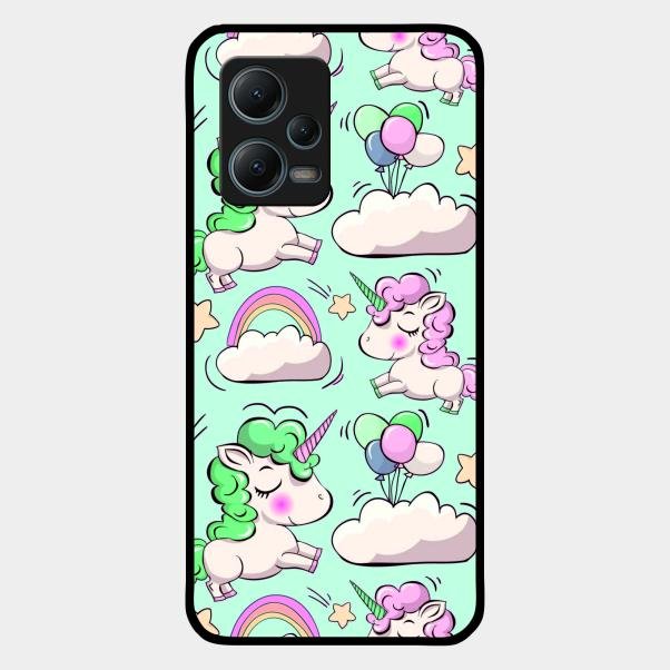 Unicorn Print Glossy Metal Case Cover For Redmi Note 12 5G