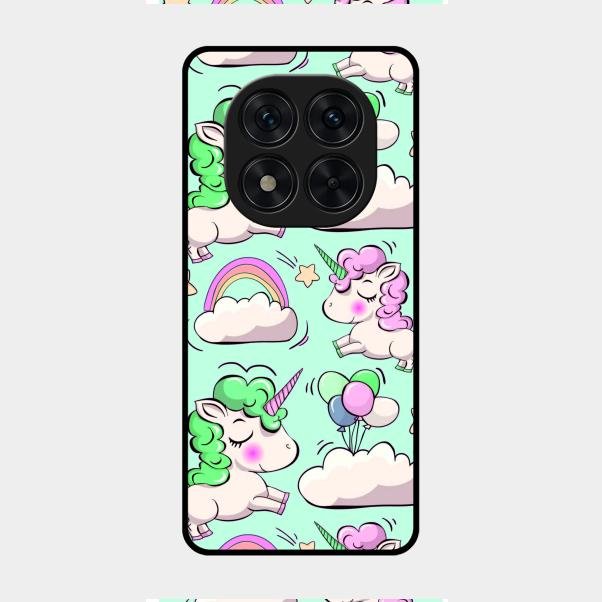 Unicorn Print Glossy Metal Case Cover For Redmi Note 14 Pro 5G