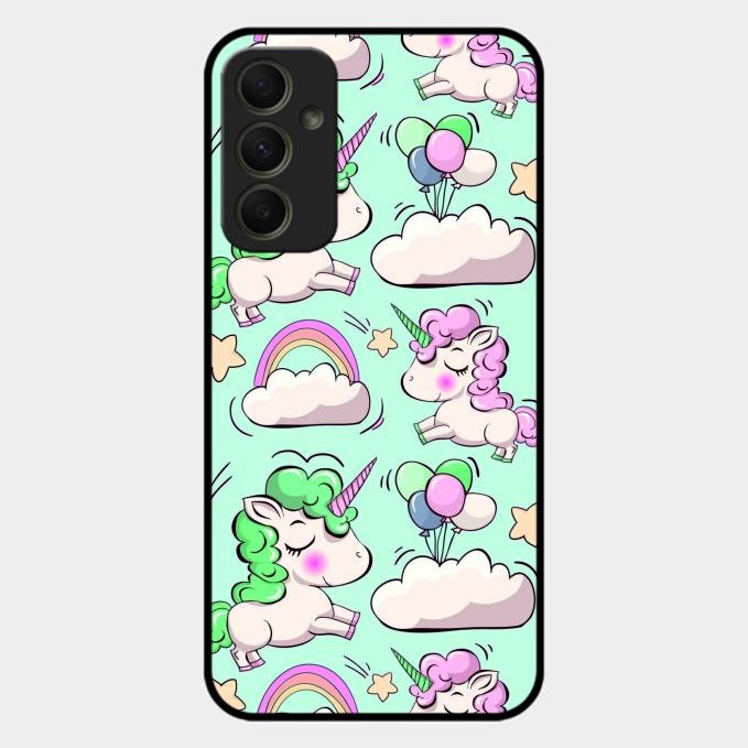 Unicorn Print Glossy Metal Case Cover For Samsung Galaxy A34 5G