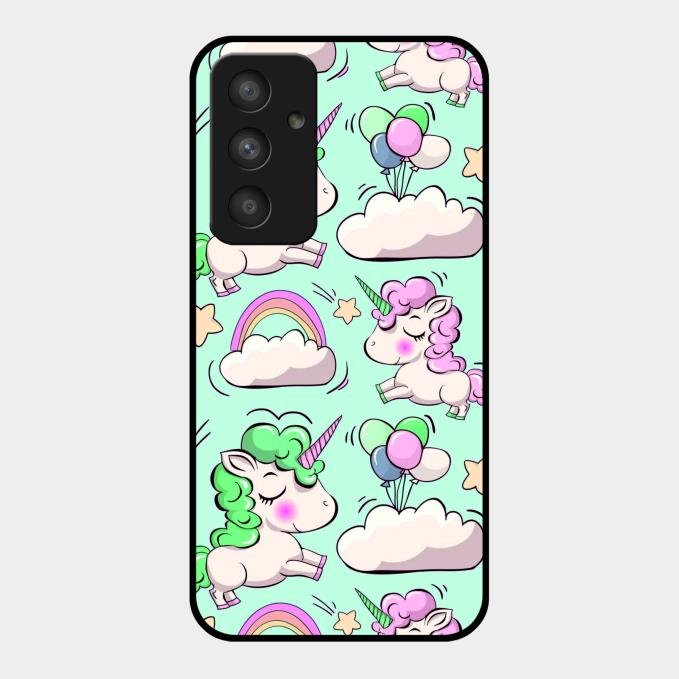 Unicorn Print Glossy Metal Case Cover For Samsung Galaxy A54 5G