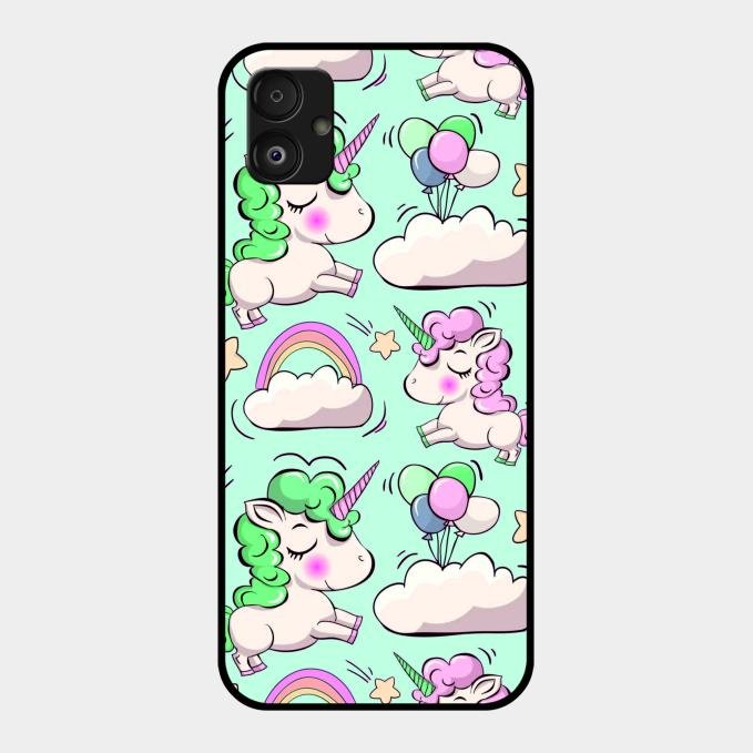 Unicorn Print Glossy Metal Case Cover For Samsung Galaxy F14 5G