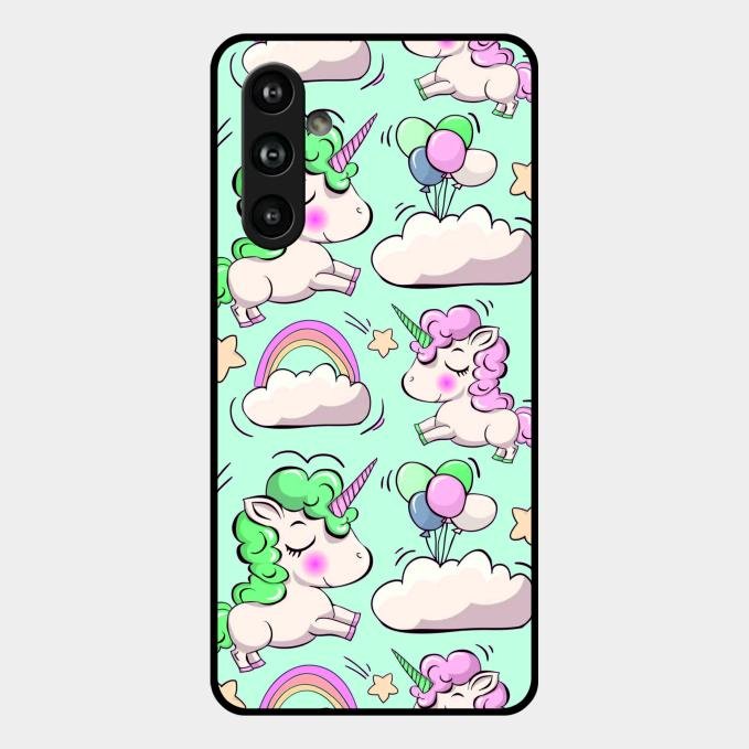 Unicorn Print Glossy Metal Case Cover For Samsung Galaxy F54 5G