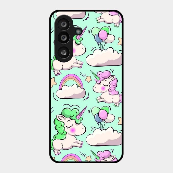 Unicorn Print Glossy Metal Case Cover For Samsung Galaxy F56 5G