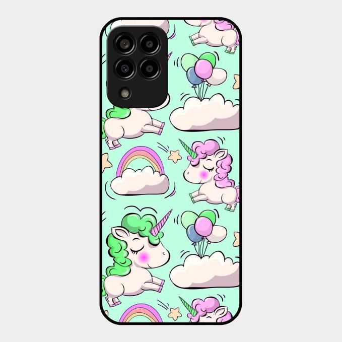 Unicorn Print Glossy Metal Case Cover For Samsung Galaxy M33 5G