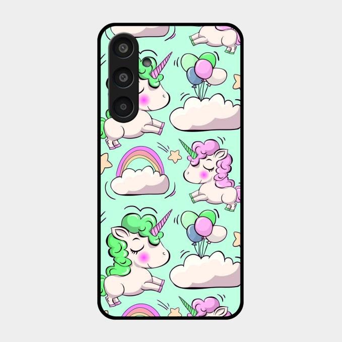 Unicorn Print Glossy Metal Case Cover For Samsung Galaxy M35 5G