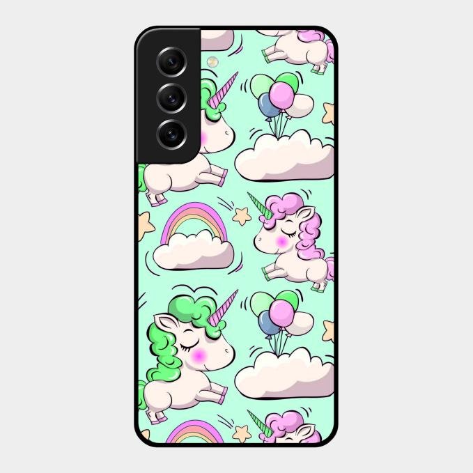 Unicorn Print Glossy Metal Case Cover For Samsung Galaxy S21 Fe 5G