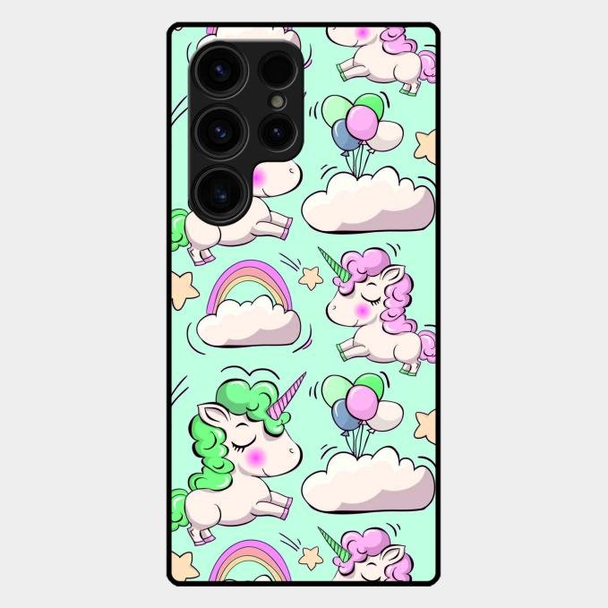 Unicorn Print Glossy Metal Case Cover For Samsung Galaxy S23 Ultra 5G