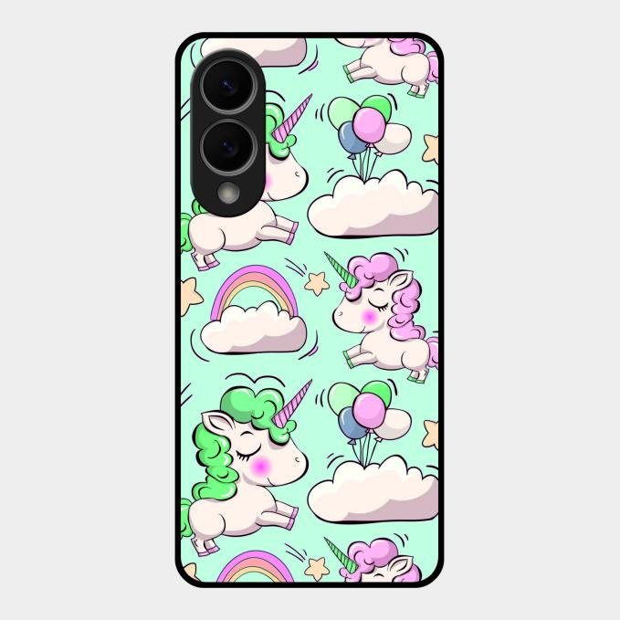Unicorn Print Glossy Metal Case Cover For Samsung Galaxy S25 Edge 5G