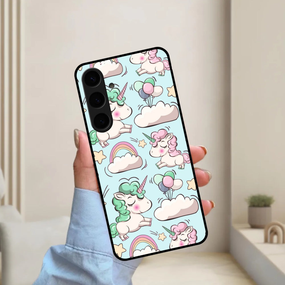 Unicorn Print Glossy Metal Case Cover For Samsung