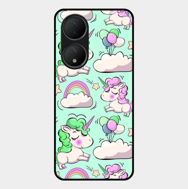 Unicorn Print Glossy Metal Case Cover For Vivo T2 5G