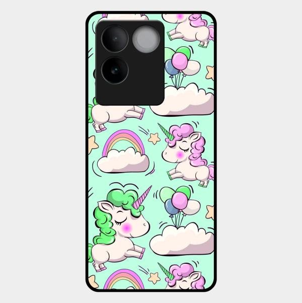 Unicorn Print Glossy Metal Case Cover For Vivo T2 Pro 5G