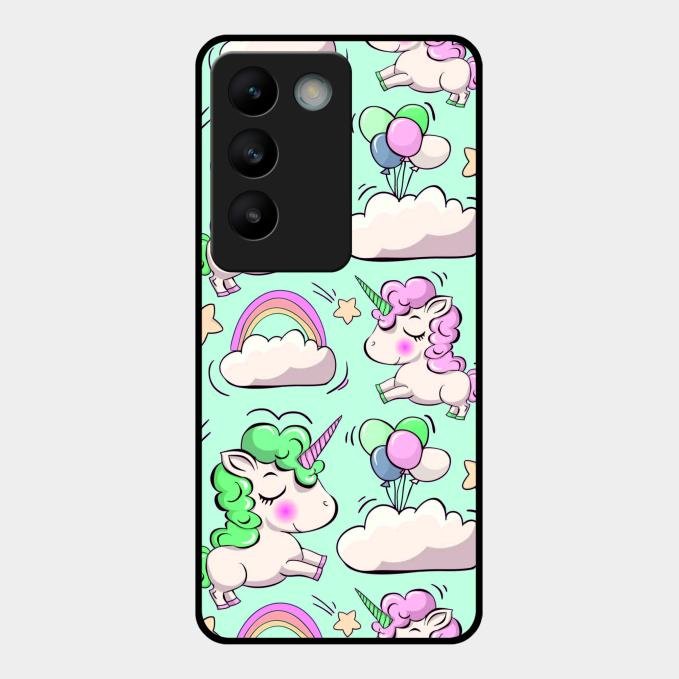 Unicorn Print Glossy Metal Case Cover For Vivo T3 5G