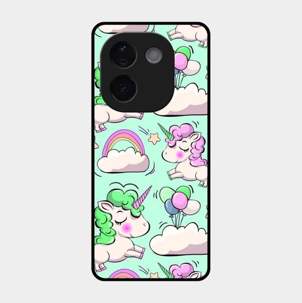 Unicorn Print Glossy Metal Case Cover For Vivo T3 Pro 5G