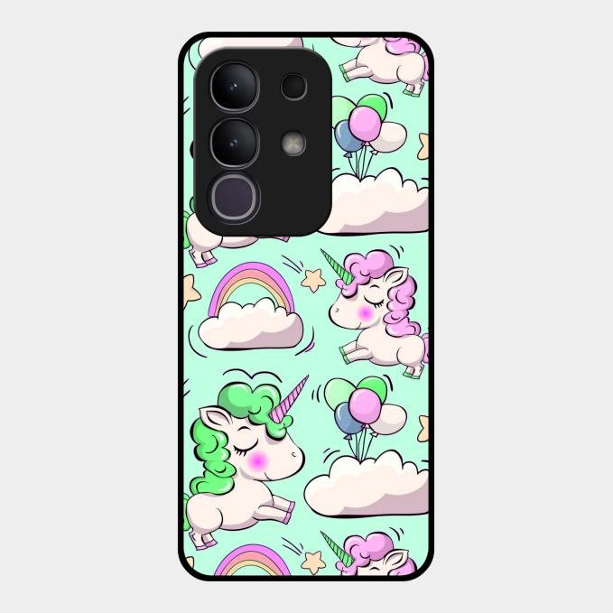 Unicorn Print Glossy Metal Case Cover For Vivo T4X 5G