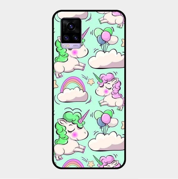 Unicorn Print Glossy Metal Case Cover For Vivo V20