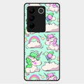 Unicorn Print Glossy Metal Case Cover For Vivo V27 Pro 5G