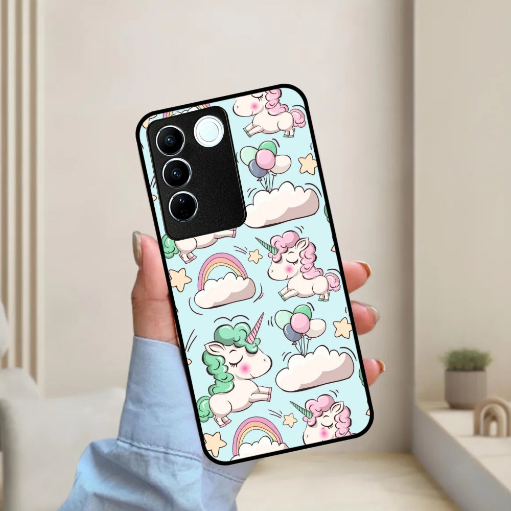 Unicorn Print Glossy Metal Case Cover For Vivo