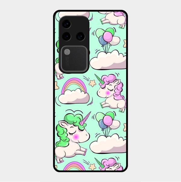 Unicorn Print Glossy Metal Case Cover For Vivo V30 Pro 5G