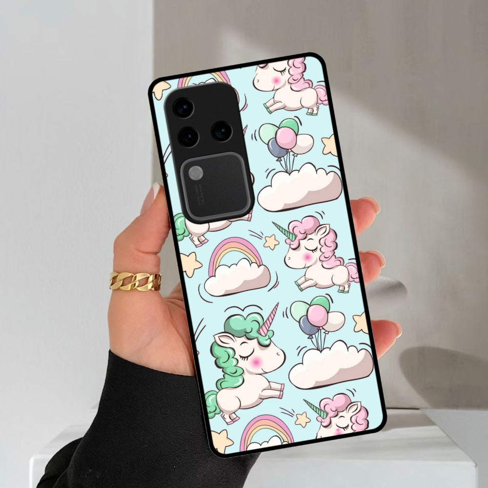Unicorn Print Glossy Metal Case Cover For Vivo