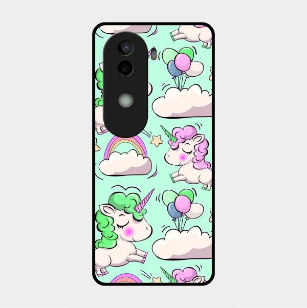 Unicorn Print Glossy Metal Case Cover For Vivo V40E 5G
