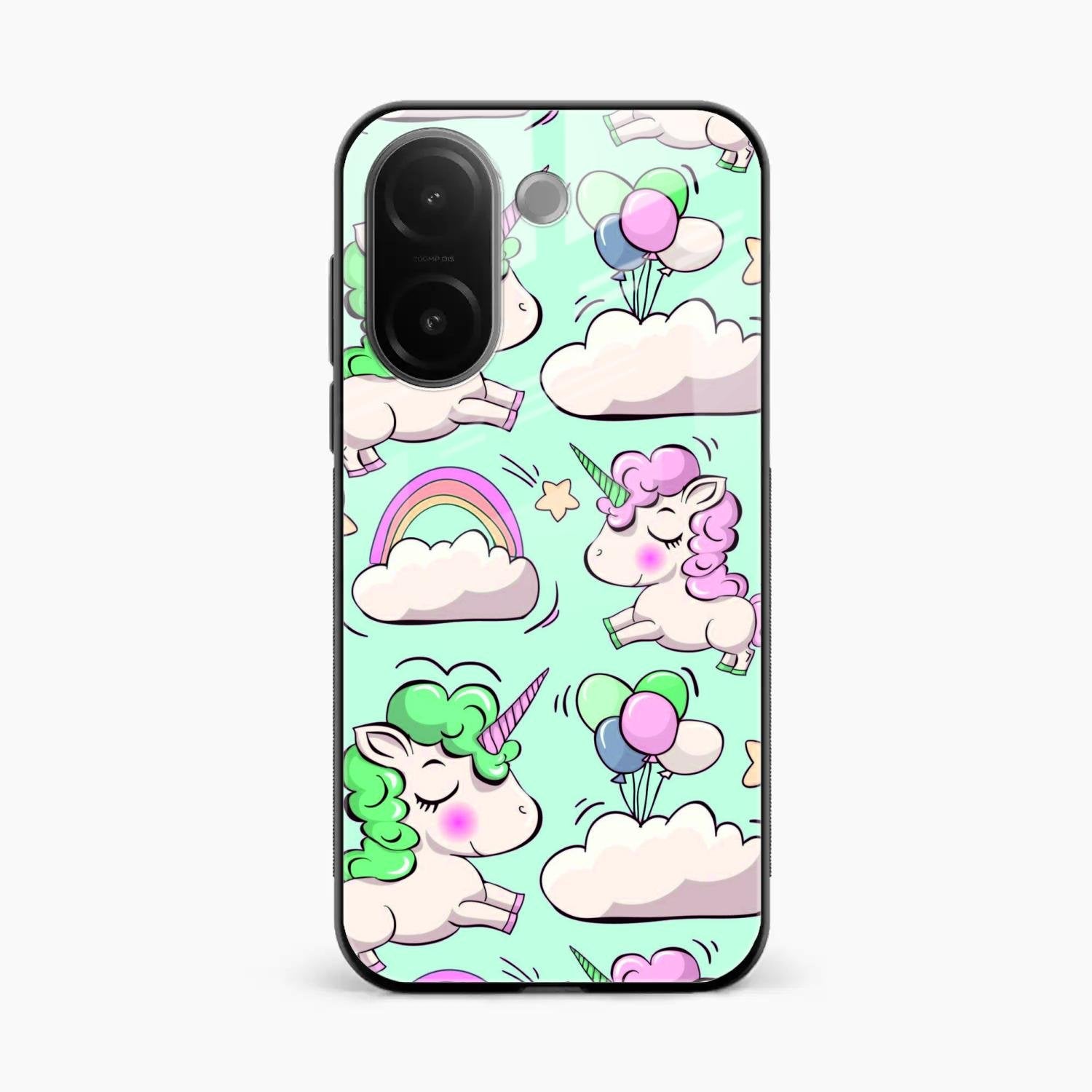 Unicorn Print Glossy Metal Case Cover For Vivo V60e 5G