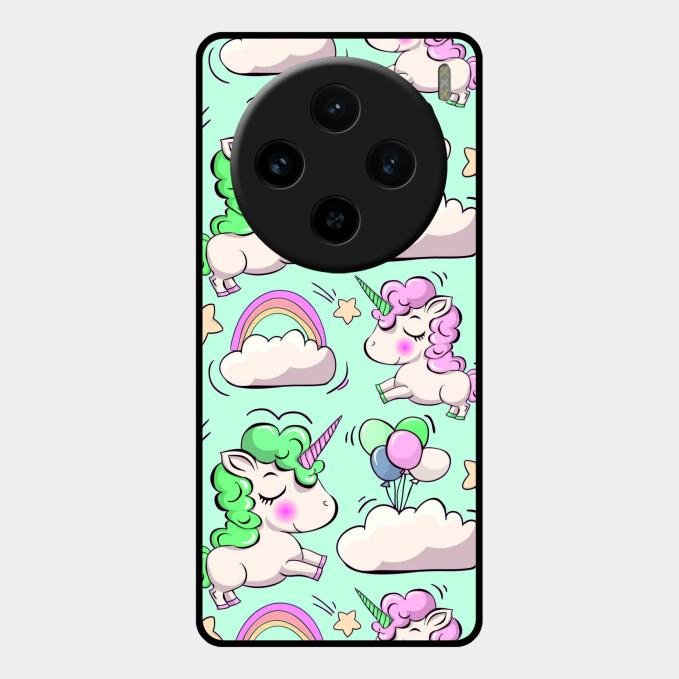 Unicorn Print Glossy Metal Case Cover For Vivo X100 5G