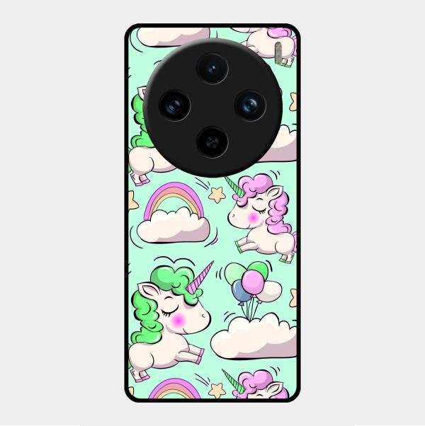 Unicorn Print Glossy Metal Case Cover For Vivo X100 Pro 5G
