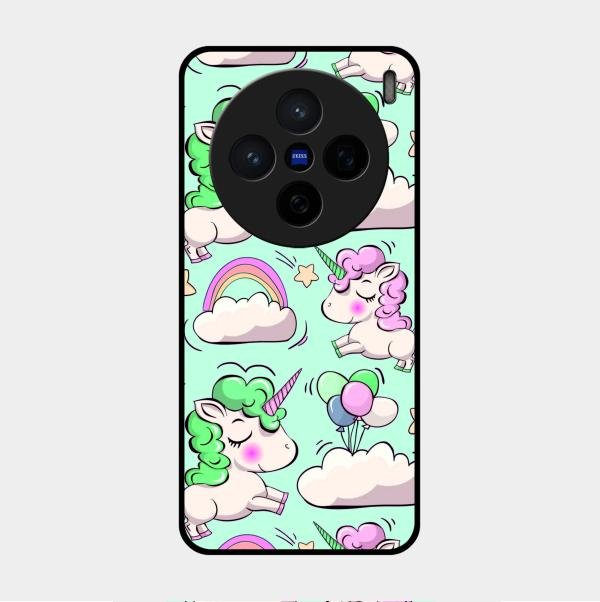 Unicorn Print Glossy Metal Case Cover For Vivo X200 5G