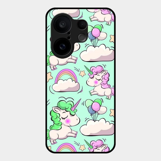 Unicorn Print Glossy Metal Case Cover For Vivo X200 Fe 5G