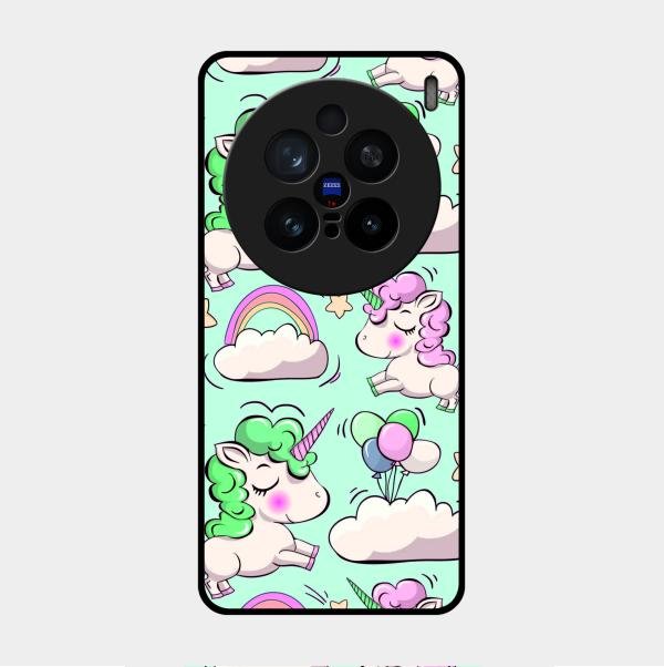 Unicorn Print Glossy Metal Case Cover For Vivo X200 Pro 5G